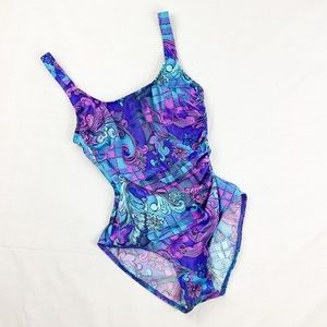 Vintage 70s mixed print one piece bathing suit